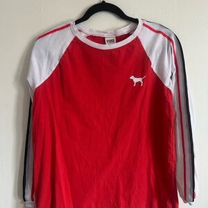 Victoria's Secret Long Sleeve Red and White Tee